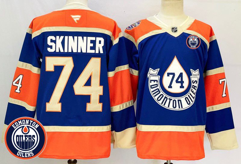 Men Edmonton Oilers #74 Skinner Blue Fanatics 2025 NHL Jersey style 1